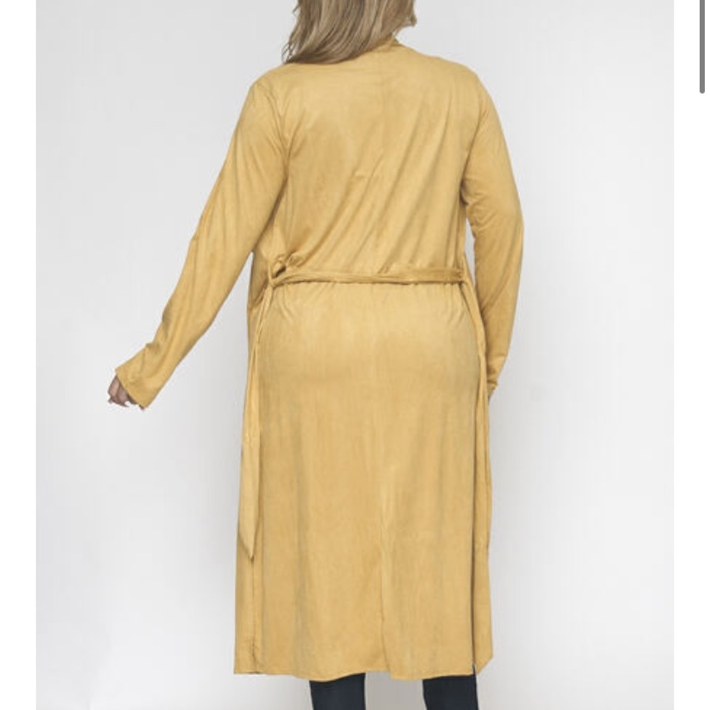 ❤️LAST NEW 1X Mustard Faux Suede Duster Cardigan - Picture 6 of 6